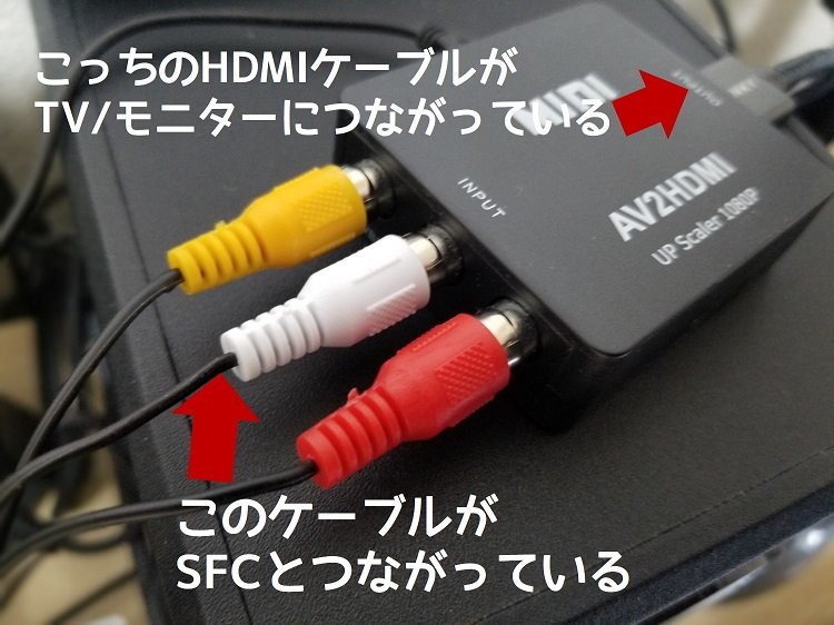 RCA to HDMI変換コンバーター（接続後）